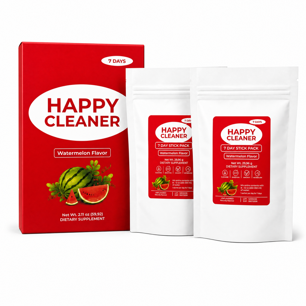 Happy Cleaner · Detox Digestivo en Polvo · Fibra + Probióticos + Enzimas · Sabor Sandía Natupura