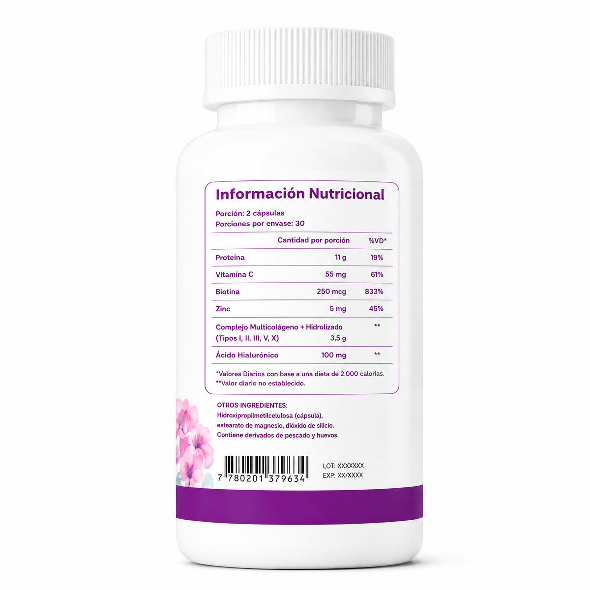 Multi Collagen Complex · Colágeno 5 Tipos + Biotina + Vitamina C · 60 cápsulas Natupura