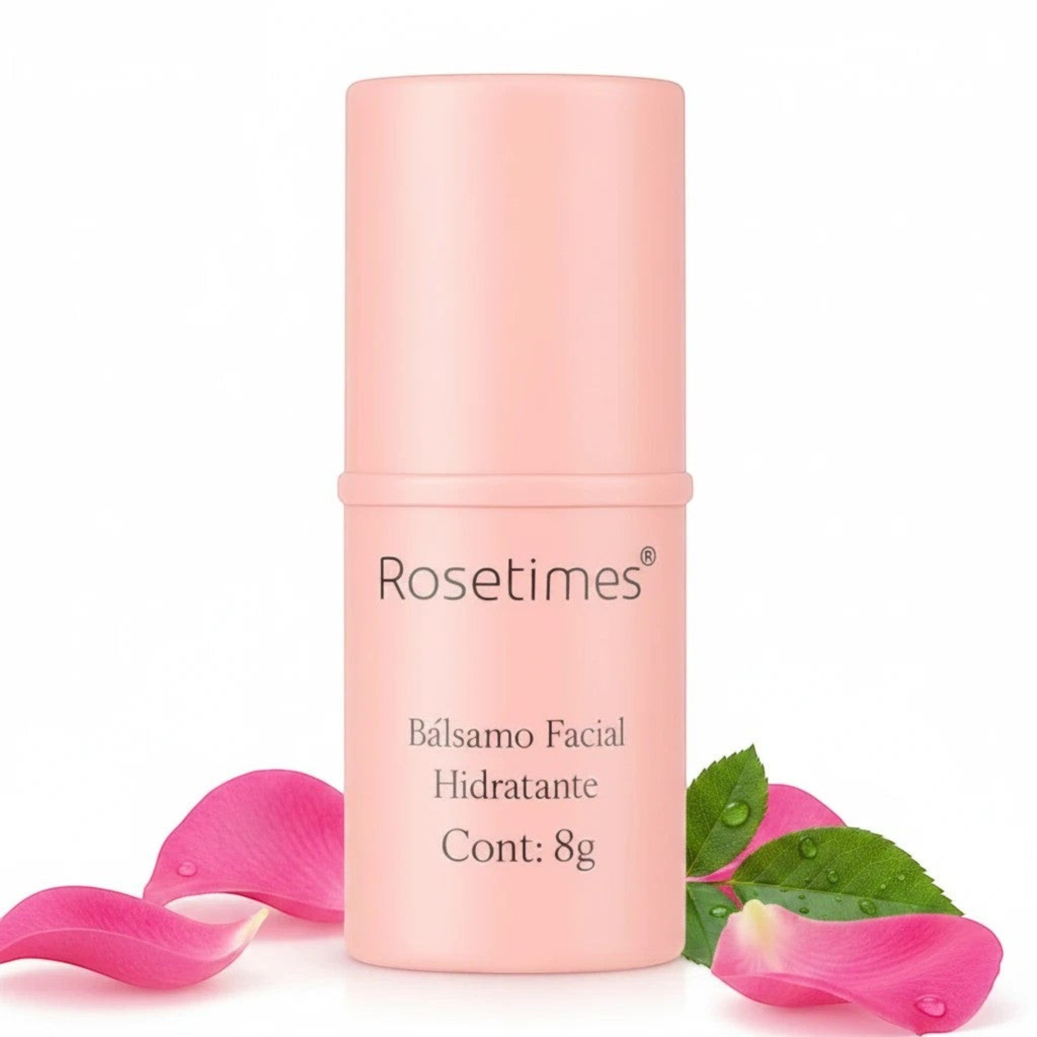 Bálsamo facial hidratante antiarrugas Natupura en formato stick rosa con ácido hialurónico y pétalos de rosa