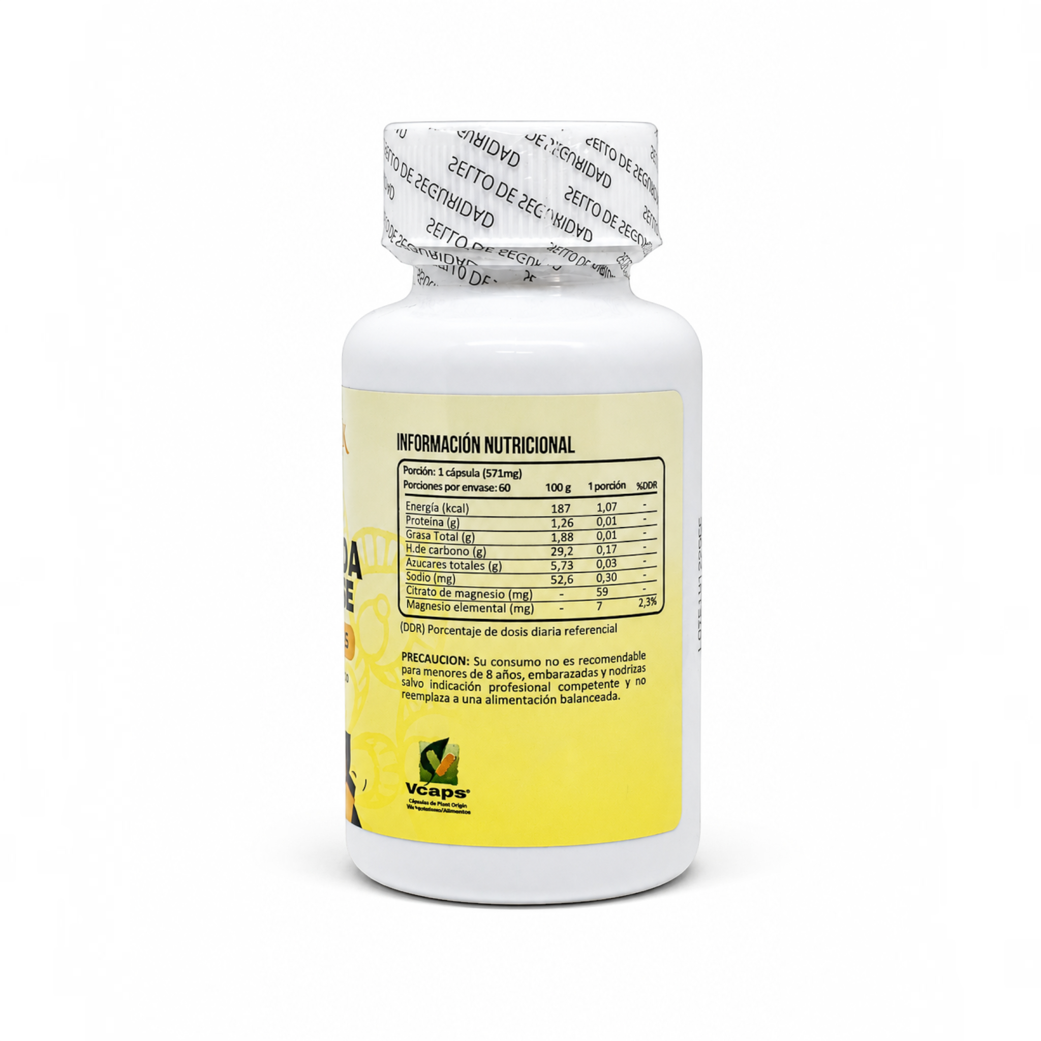 Frasco de suplemento Natupura Candida Cleanse mostrando la etiqueta con información nutricional y detalles del producto.